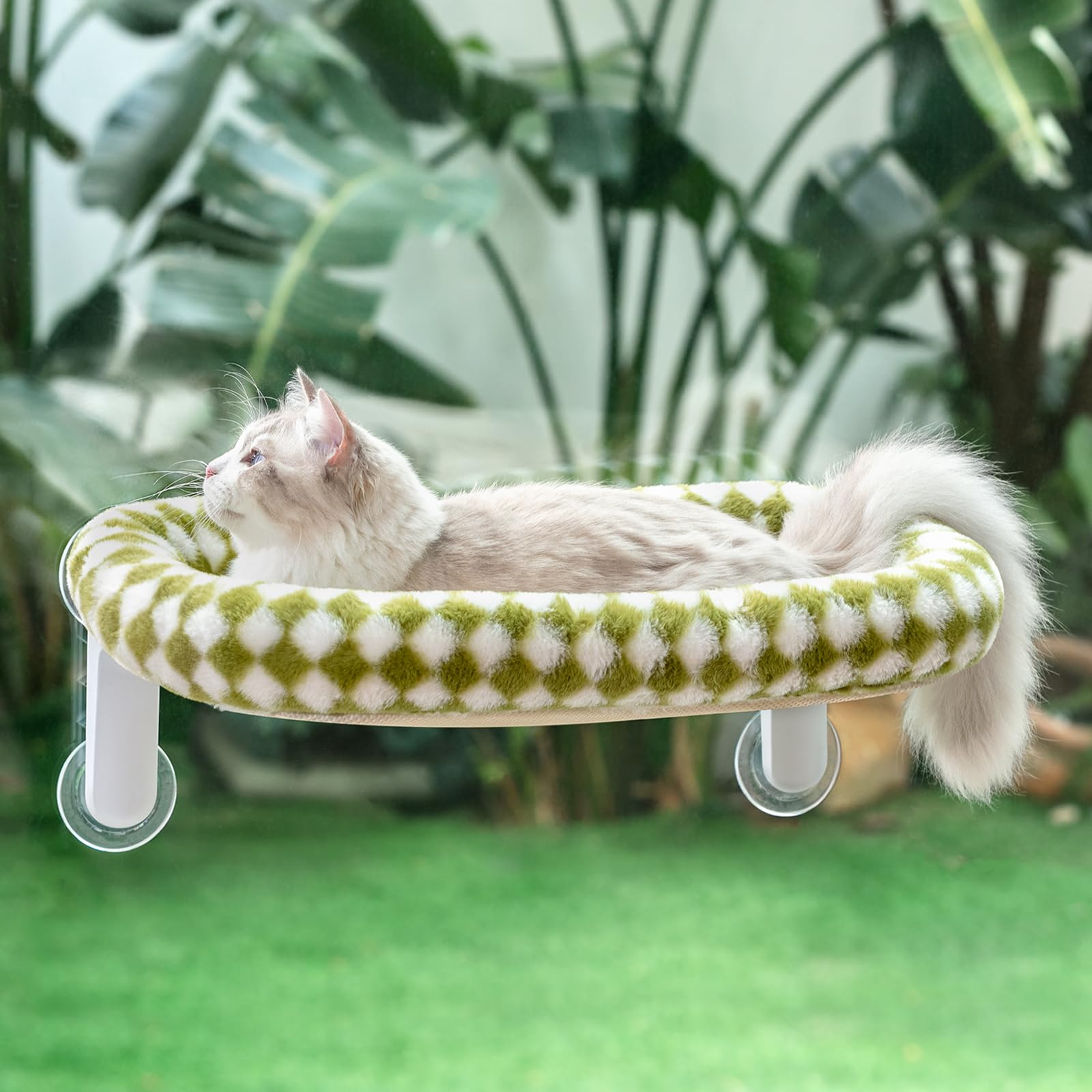 Sunhoo cat window perch bed foldable frame with suction cups for space-saving setup