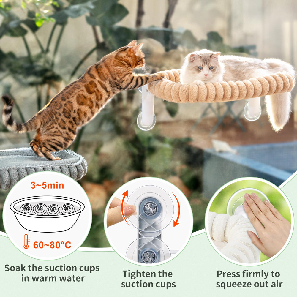 Sunhoo Cat Window Perch Bed plush panel and mesh for all-season comfort