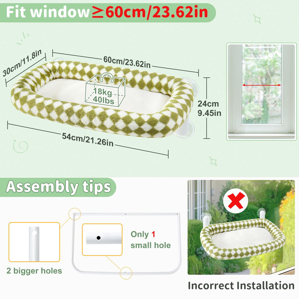 Sunhoo cat window perch with dual-sided cushion plush and breathable mesh for year-round comfort