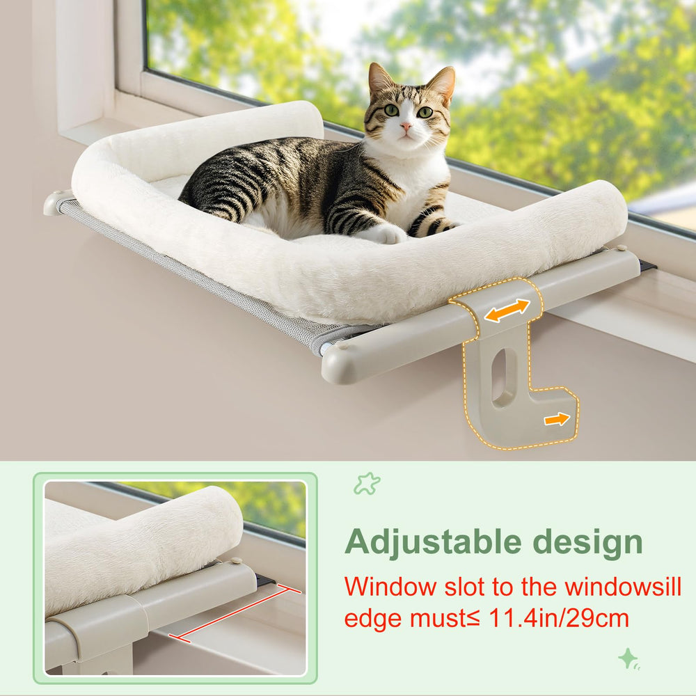 Sunhoo perch mounted securely with adjustable clamps for larger cats.