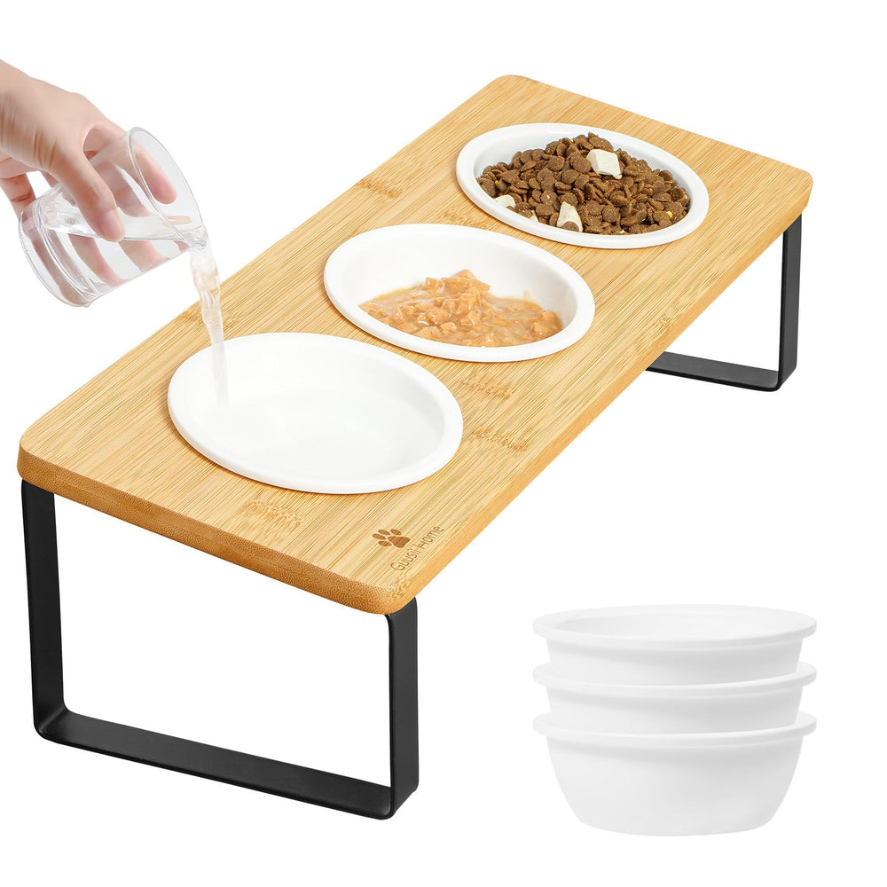 Sunhoo cuencos cerámicos elevados para gato, facilitan una postura correcta al comer y mejor higiene.