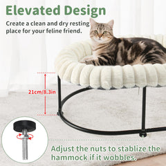 Sunhoo Elevated Cat Bed oval nest offers roomy, curling comfort.