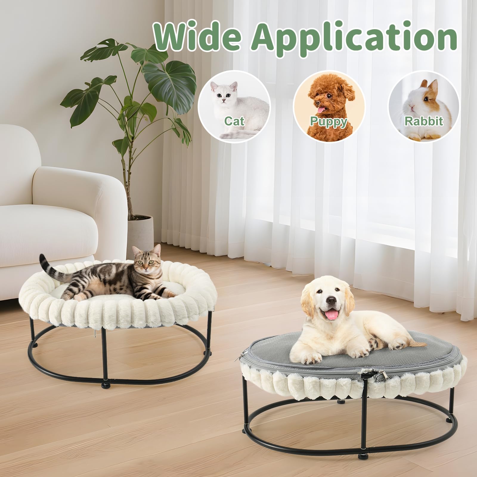 Sunhoo Elevated Cat Bed removable cushion for quick machine washing.