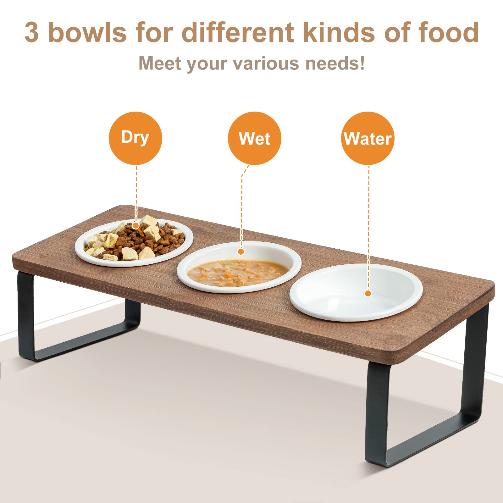 Sunhoo elevated feeding station keeps bowls off the floor and tidy.