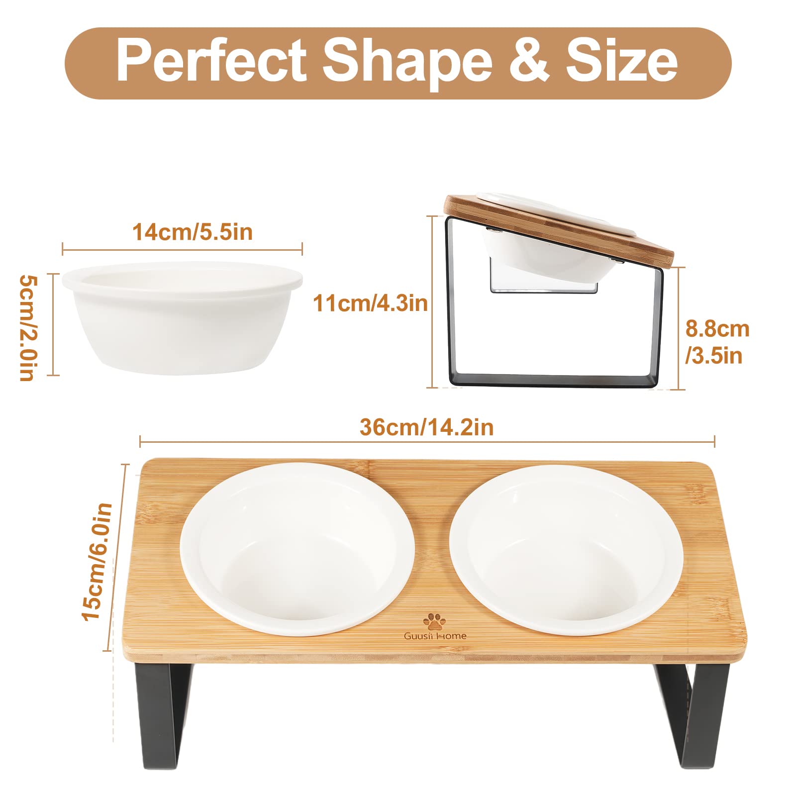 Sunhoo wooden stand with metal legs offers a sturdy, easy-to-clean feeding setup.