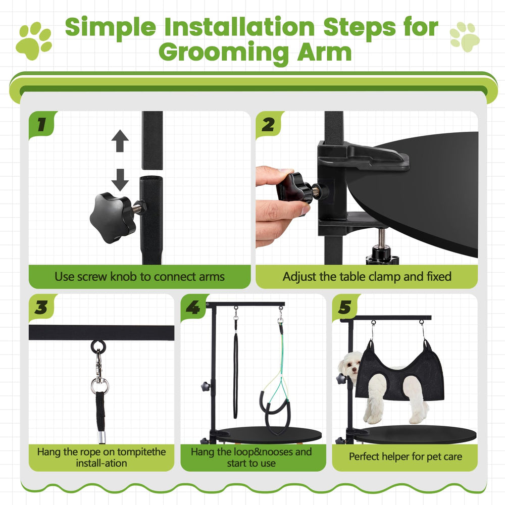 SUNMCCN dog grooming arm folds for easy post-session storage