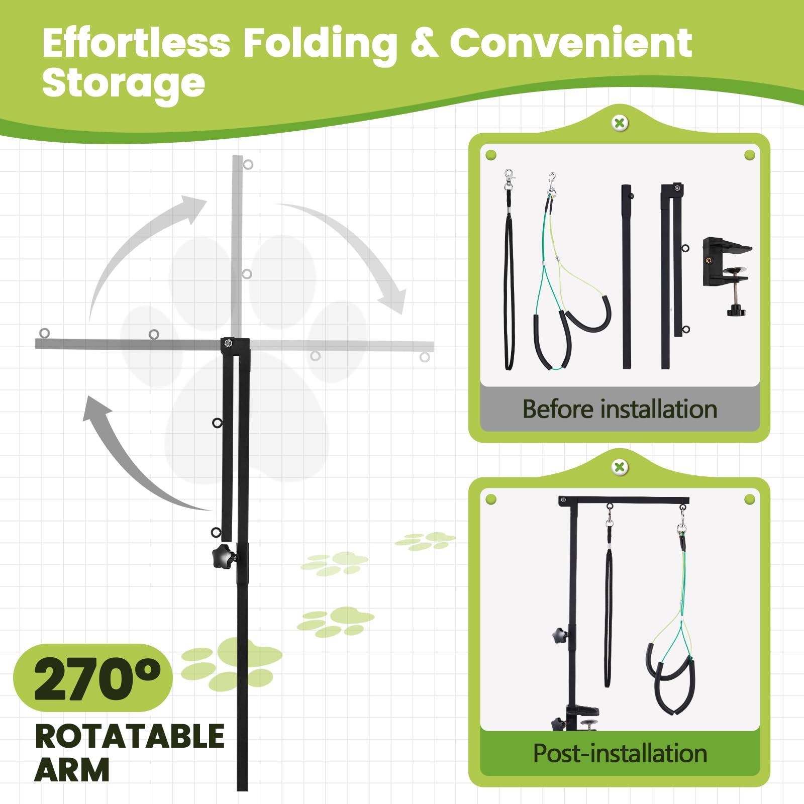 SUNMCCN dog grooming arm with no-sit haunch holders keeps pets secure