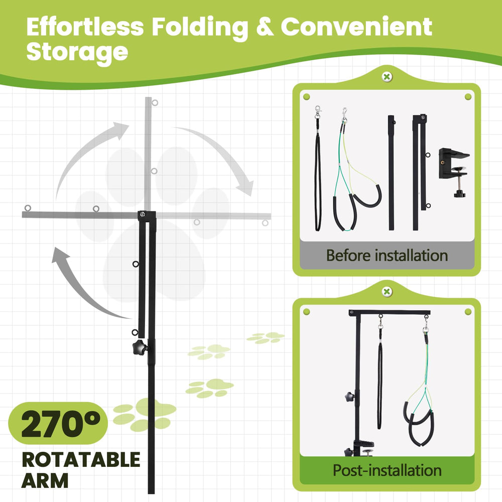 SUNMCCN dog grooming arm with no-sit haunch holders keeps pets secure