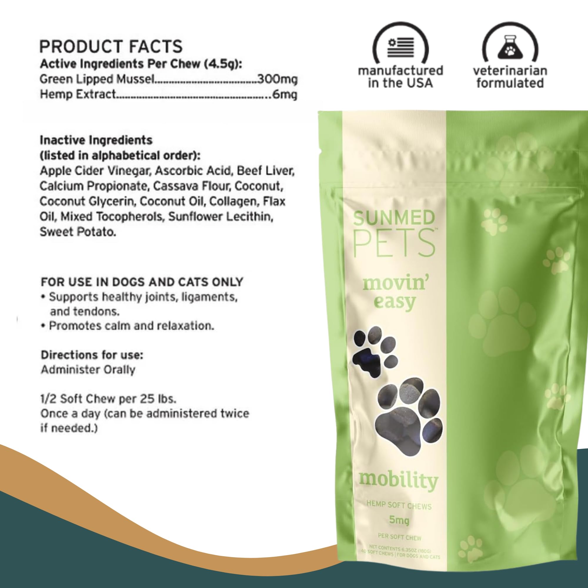 Sunmed Movin' Easy full chew for large dogs supports daily mobility.