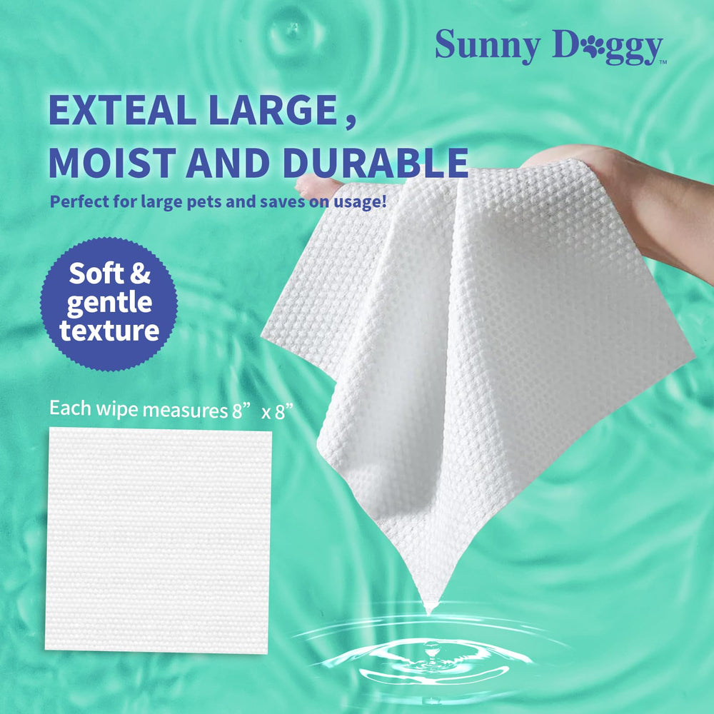 Sunny Doggy Pet Wipes flip-top design for easy access and moisture retention