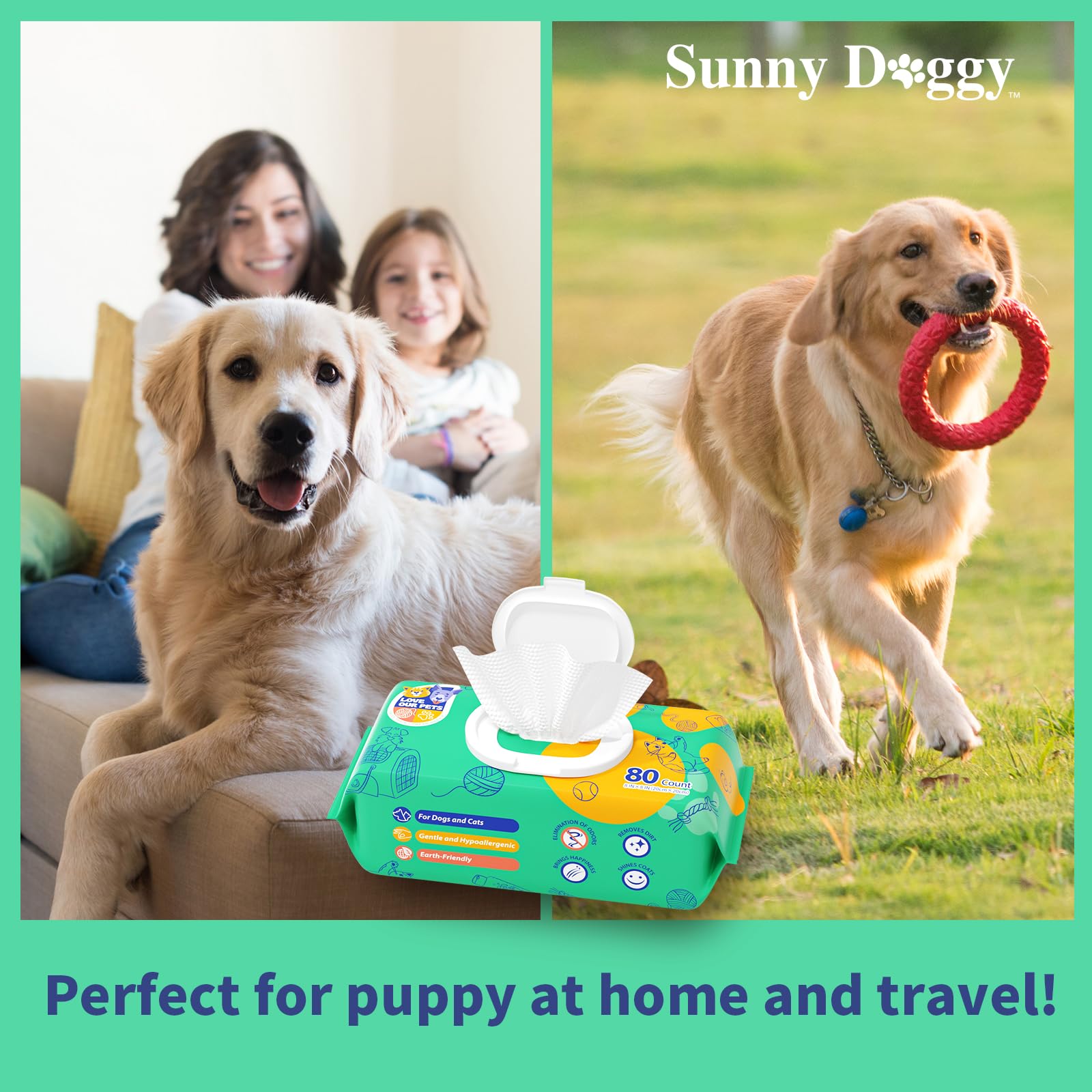 Sunny Doggy Pet Wipes odor-removal feature deodorizing benefits for pets