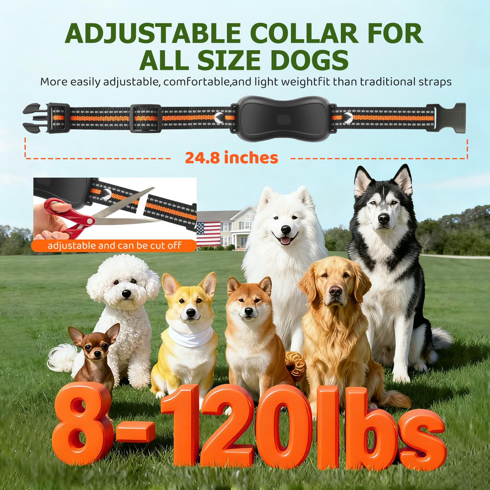 SunnyGo adjustable neck size 9-45in to 24-8in fits most dogs