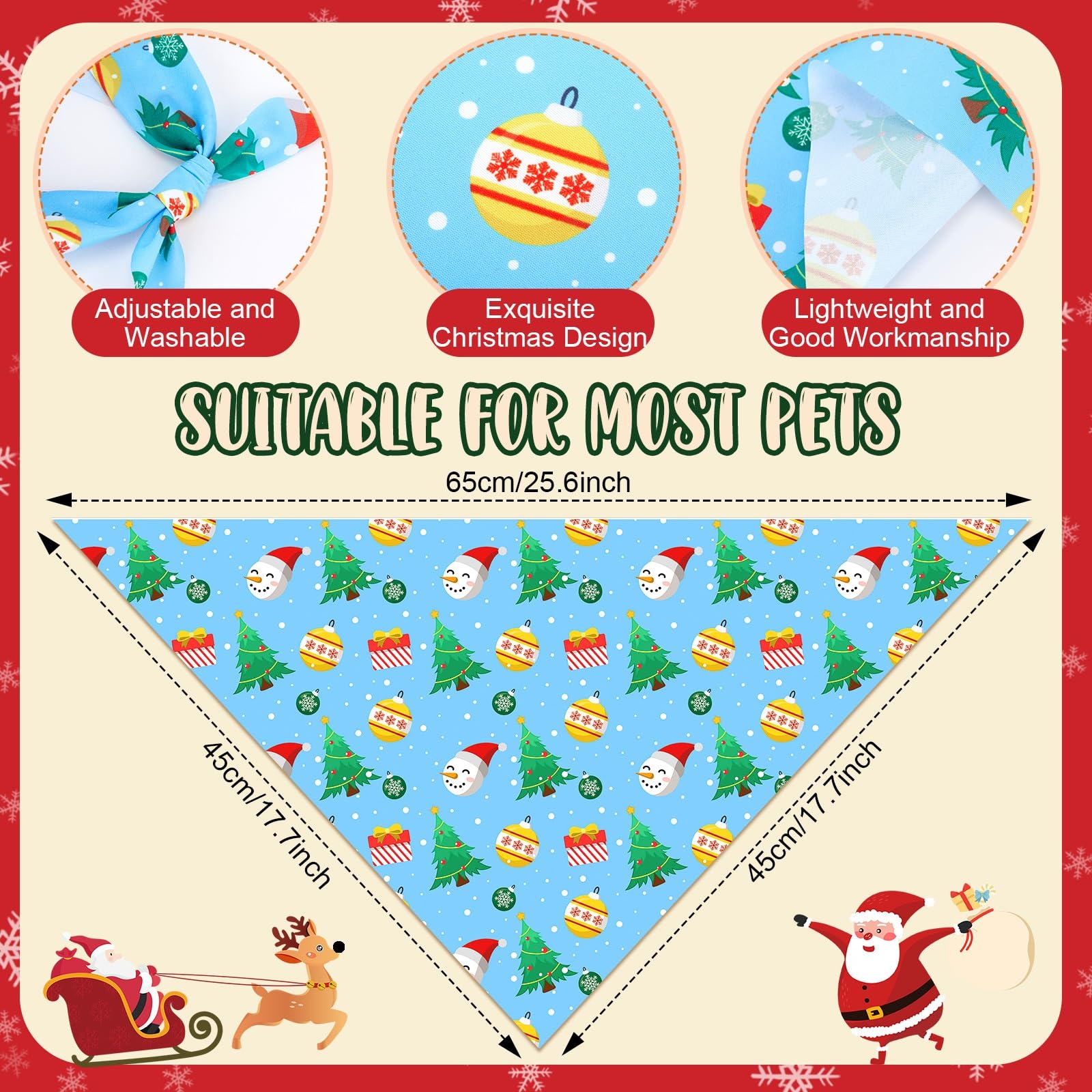 Sunnymove candy cane design dog bandana for cheerful holiday looks