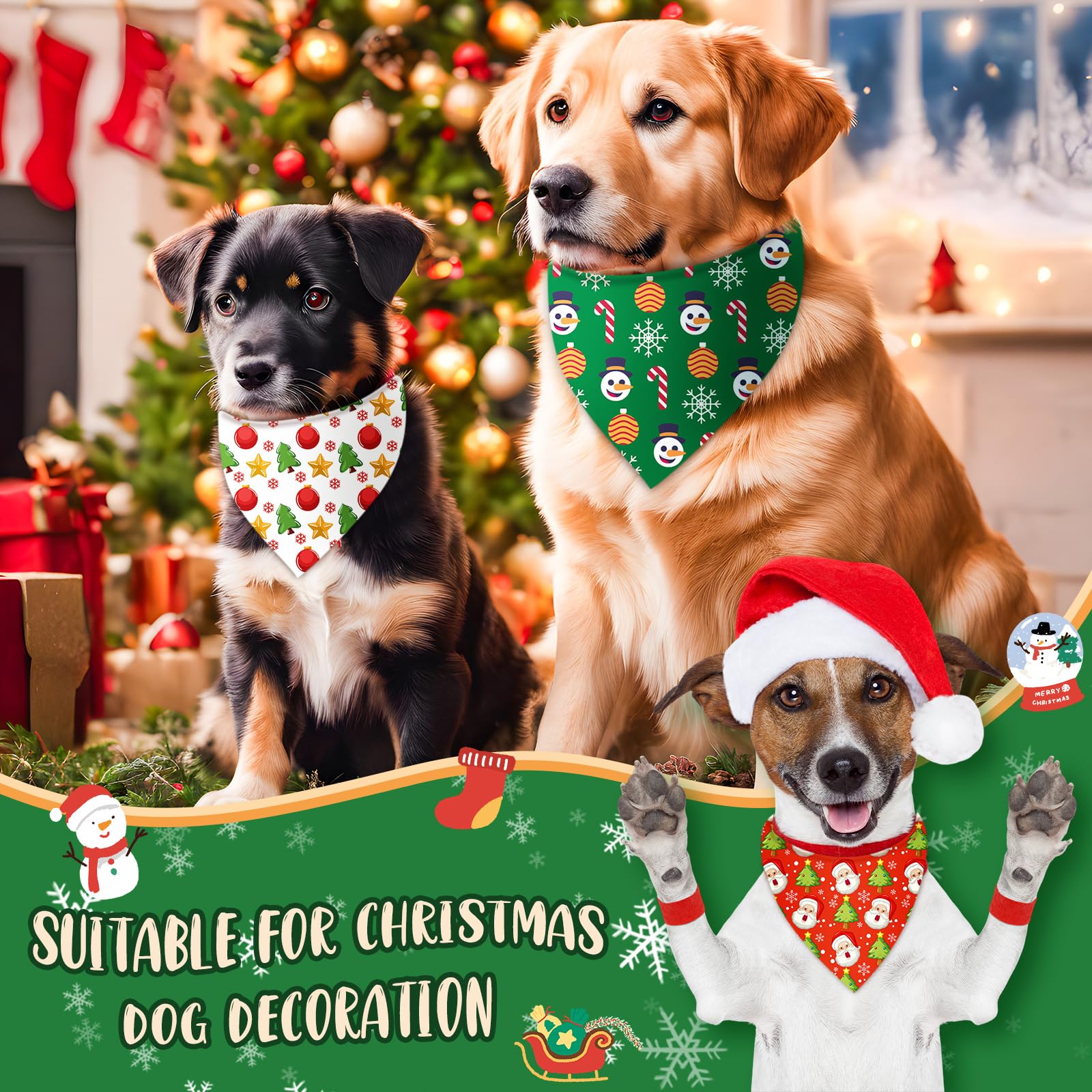 Sunnymove gingerbread and reindeer pattern bandana for festive outfits
