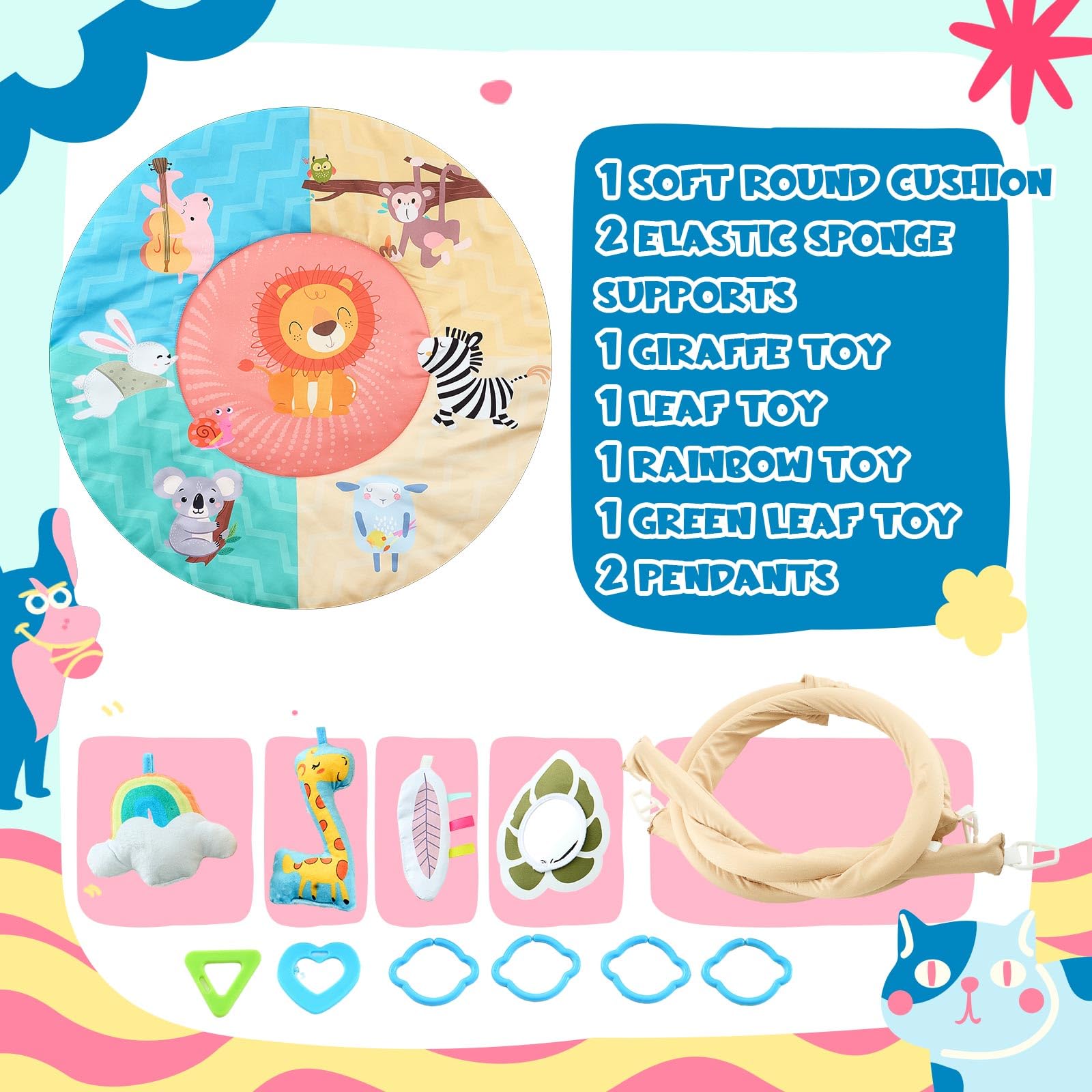 Sunnymove Puppy Play Gym featuring rattle toys to spark curious play.