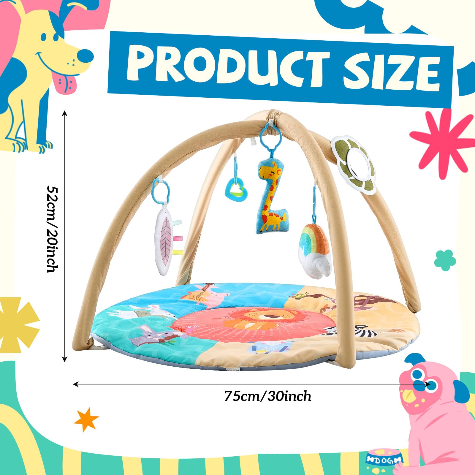 Sunnymove Puppy Play Gym setup in living room for interactive activity.