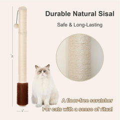 SUNRUI wall-mounted cat scratcher beige with ball toy promotes playful engagement.