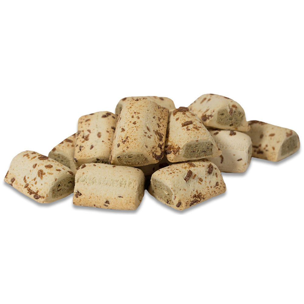 Sun Seed AnimaLovens Apple Strudels ingredients closeup highlights real apple, alfalfa and parsley for flavor