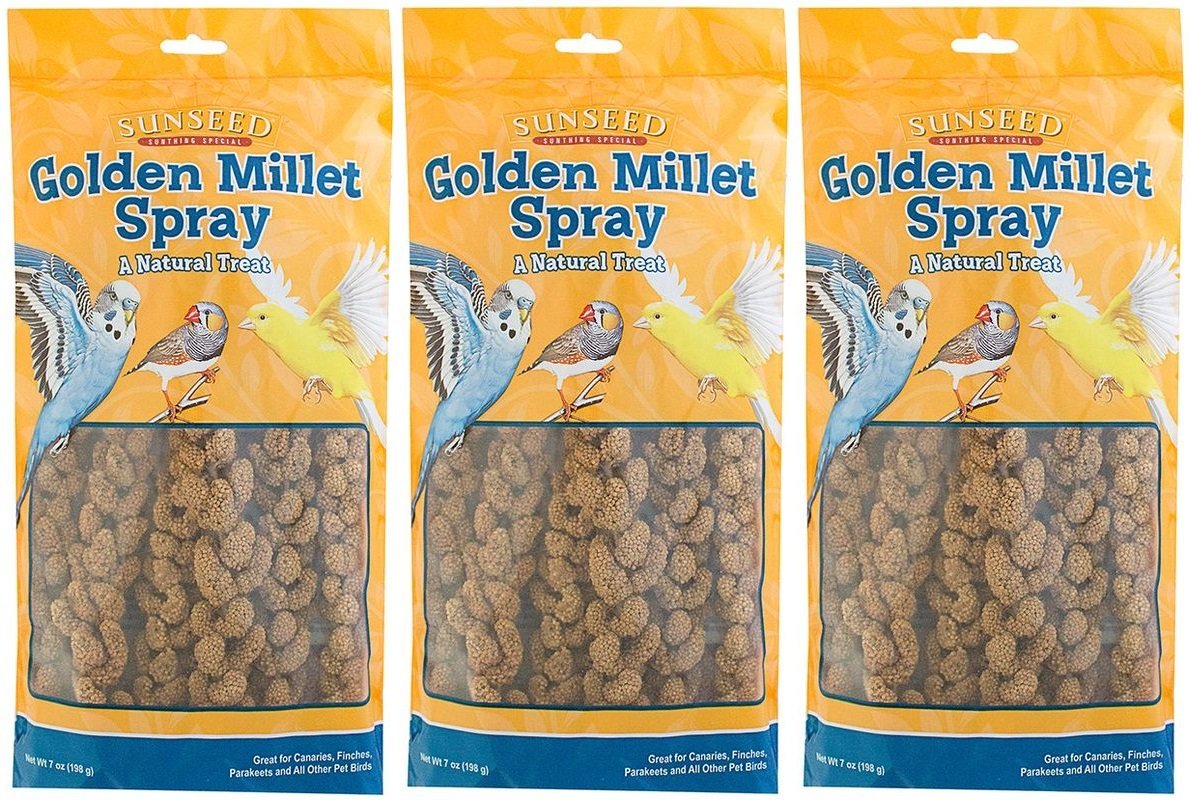 Sunseed Millet Spray Treats (3-pack) for small birds; enrichment and low-fat snack.