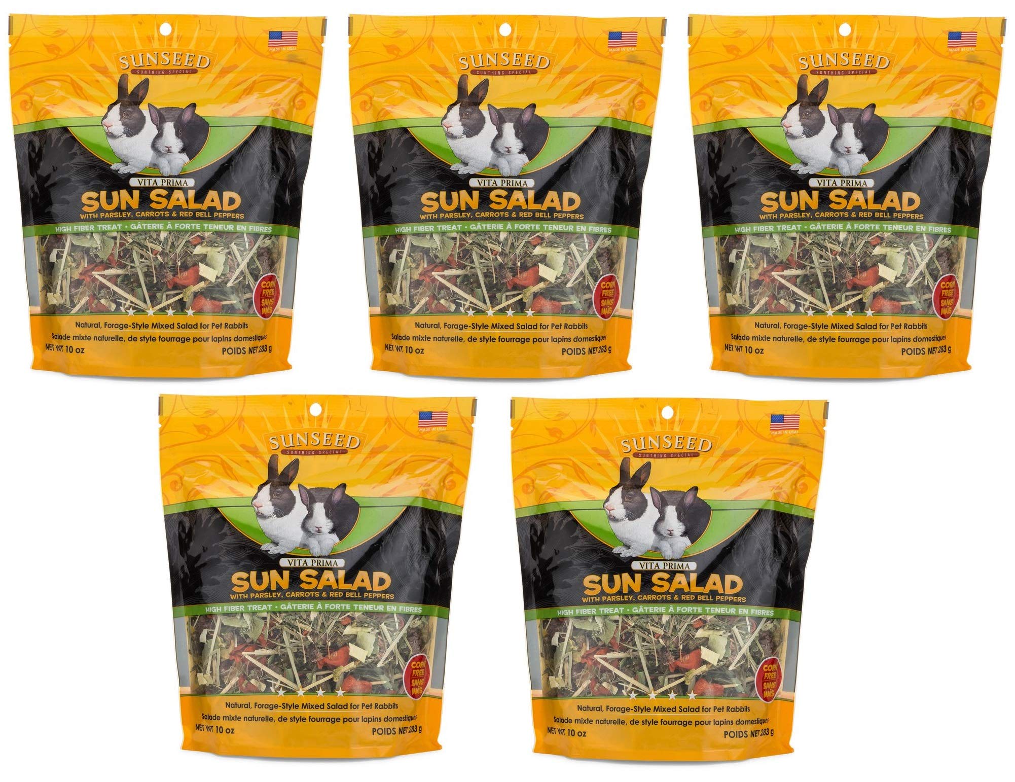 Sunseed Sun Salad rabbit treats pack highlighting garden veggie blend for enrichment