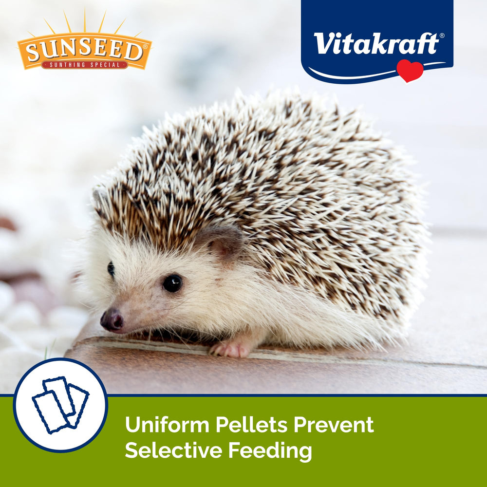 Sunseed Vita Prima Hedgehog Food mealworms, poultry, and seafood provide protein-rich energy.