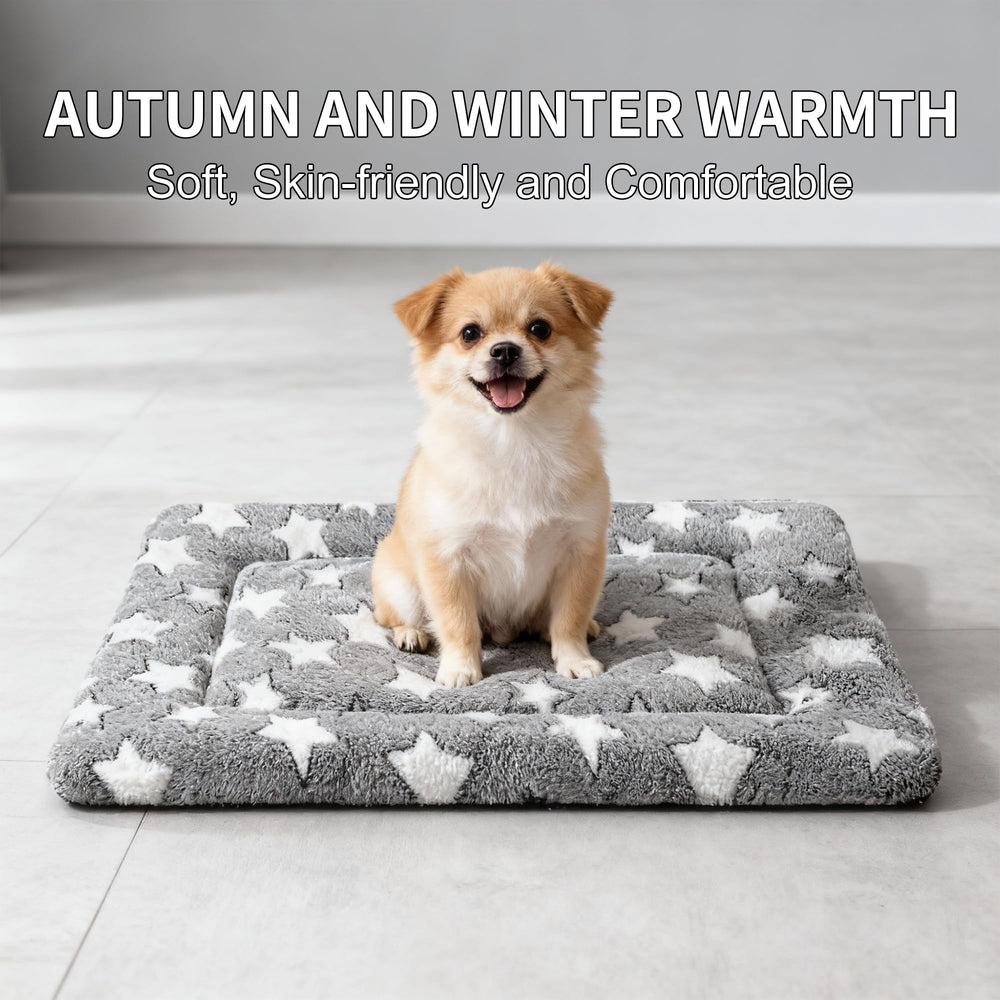 SUNSHE dog bed mat in crate—easy upgrade to a comfy kennel space.