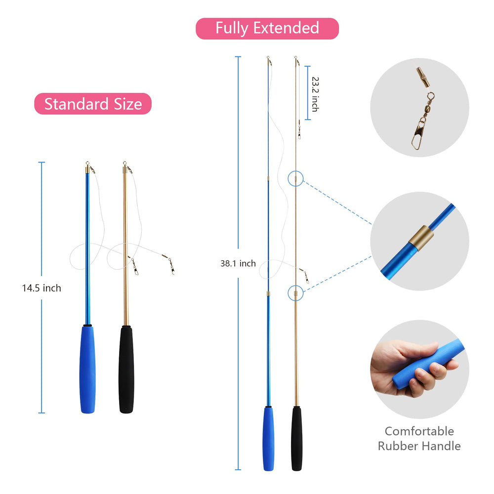 SUNSHINETOP retractable cat wand toy with ergonomic handle for safe indoor play