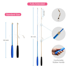 SUNSHINETOP retractable cat wand toy with ergonomic handle for safe indoor play