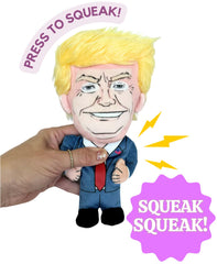 SUNSPARK Donald Trump plush texture closeup highlights soft fabric and safe chewing.