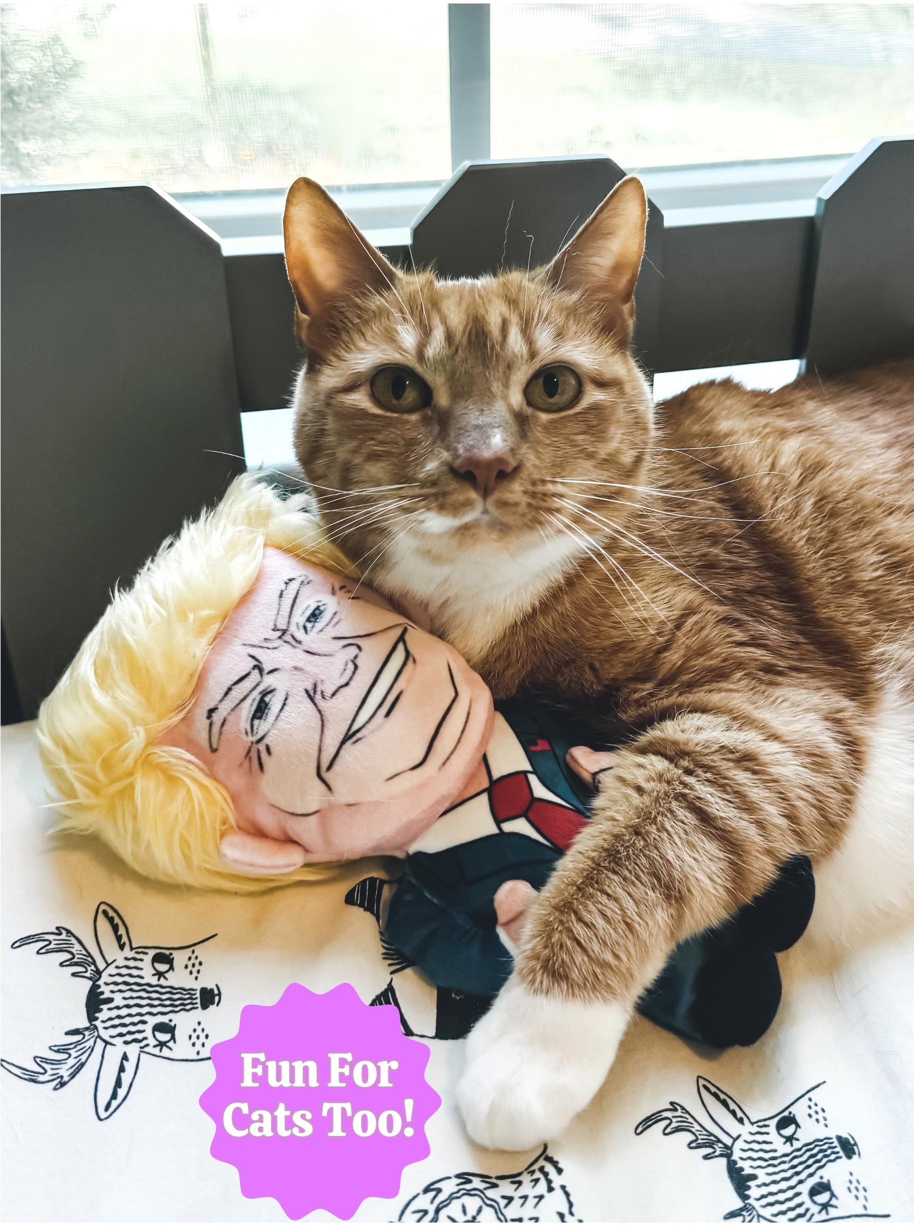 SUNSPARK Donald Trump toy's durable materials withstand chewers for lasting fun.