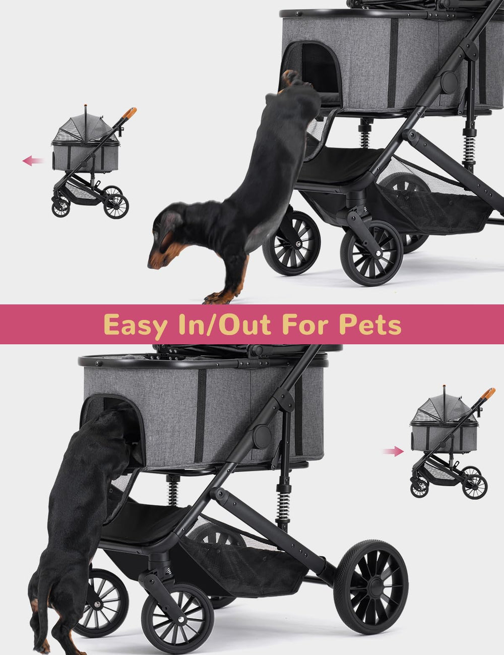 SUNTHX adjustable canopy with zippered mesh door for easy access.