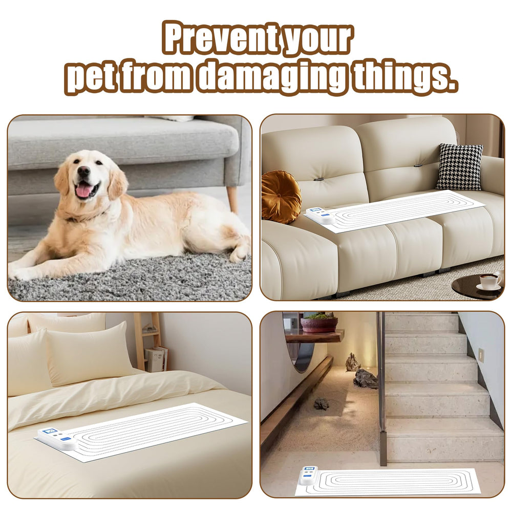 SUNWAYES scat mat non-slip base prevents movement during use on carpets or hardwood.