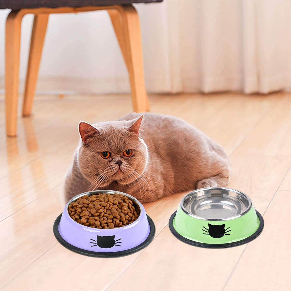 SUOXU cat bowls set for small pets and dogs with non-slip feeder design