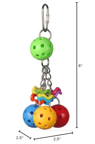 Super Bird Creations Jingleberries hanging-toy in cage illustrates enrichment during playtime.