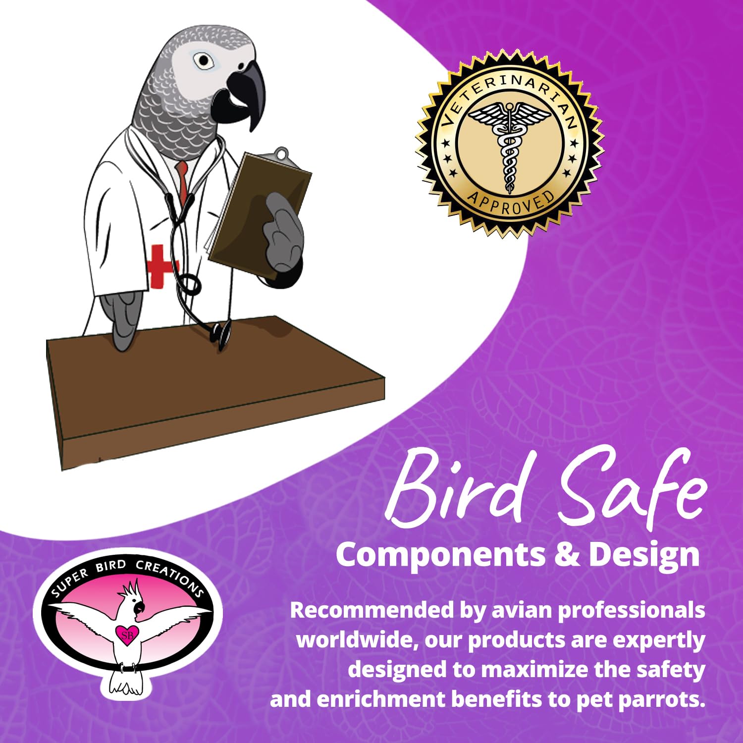 Super Bird Creations SB1218 cardboard treat block – front view highlighting colorful beads for exploration and play.
