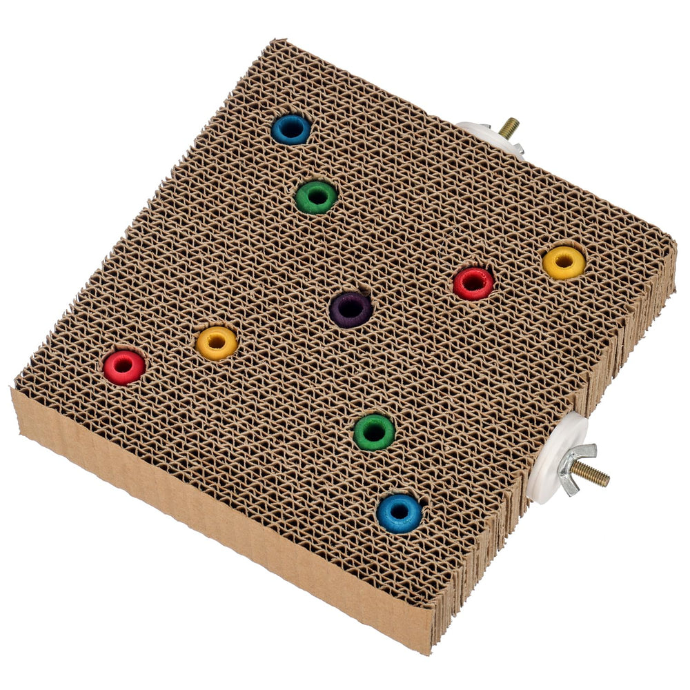 Super Bird Creations SB1218 cardboard treat block – side view showing chew-friendly honeycomb texture for enrichment.