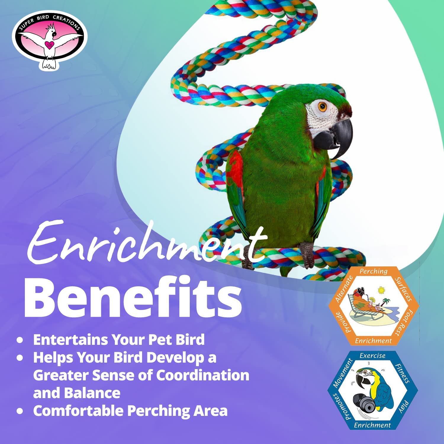 Super Bird Creations SB326 bungee toy assembly showing quick-link attachment for easy setup