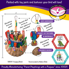 Super Bird Creations SB669 medium-bird-toy-textures with crunchy textures for mental stimulation.