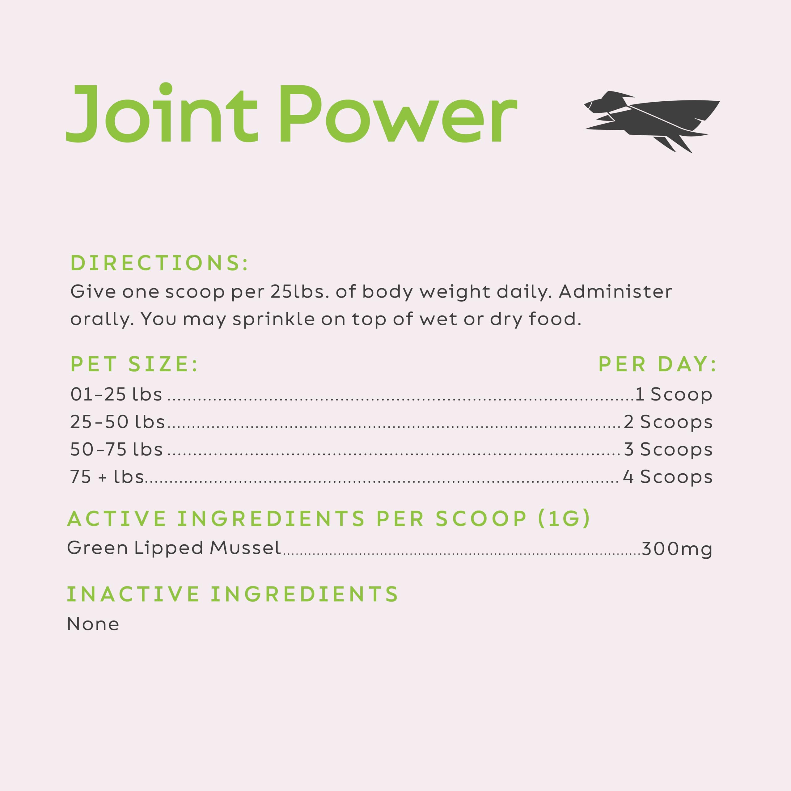 Super Snouts Joint Power packaging view conveys New Zealand mussel origin.