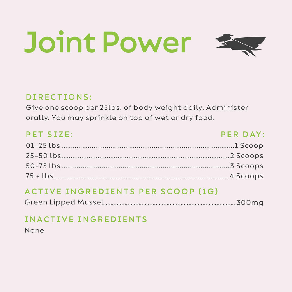 Super Snouts Joint Power packaging view conveys New Zealand mussel origin.