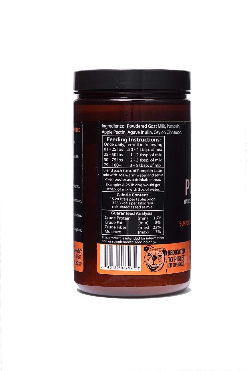 Super Snouts Pumpkin Latte powder prepared for regular stool support during meals.