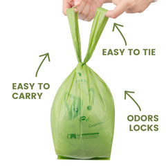 Superbio extra-thick dog poop bags 8.6x16.1 inches reduce leaks and odors.
