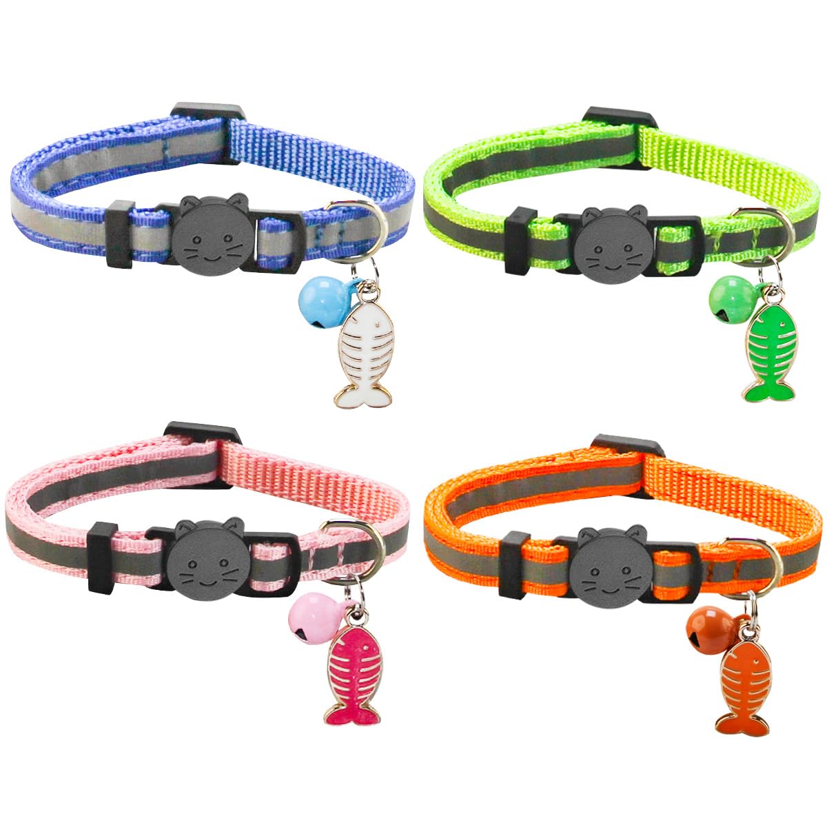SuperBuddy reflective cat collar pack demonstrates adjustable fit with safety buckle.
