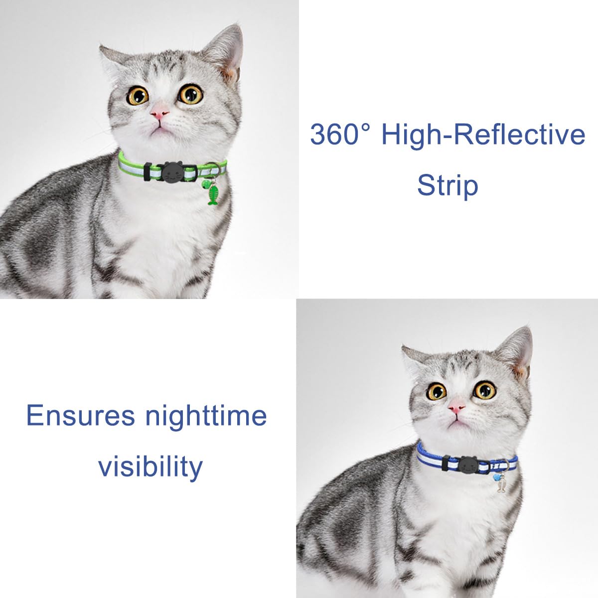 Reflective stripes on SuperBuddy collar glow in low light for enhanced visibility.