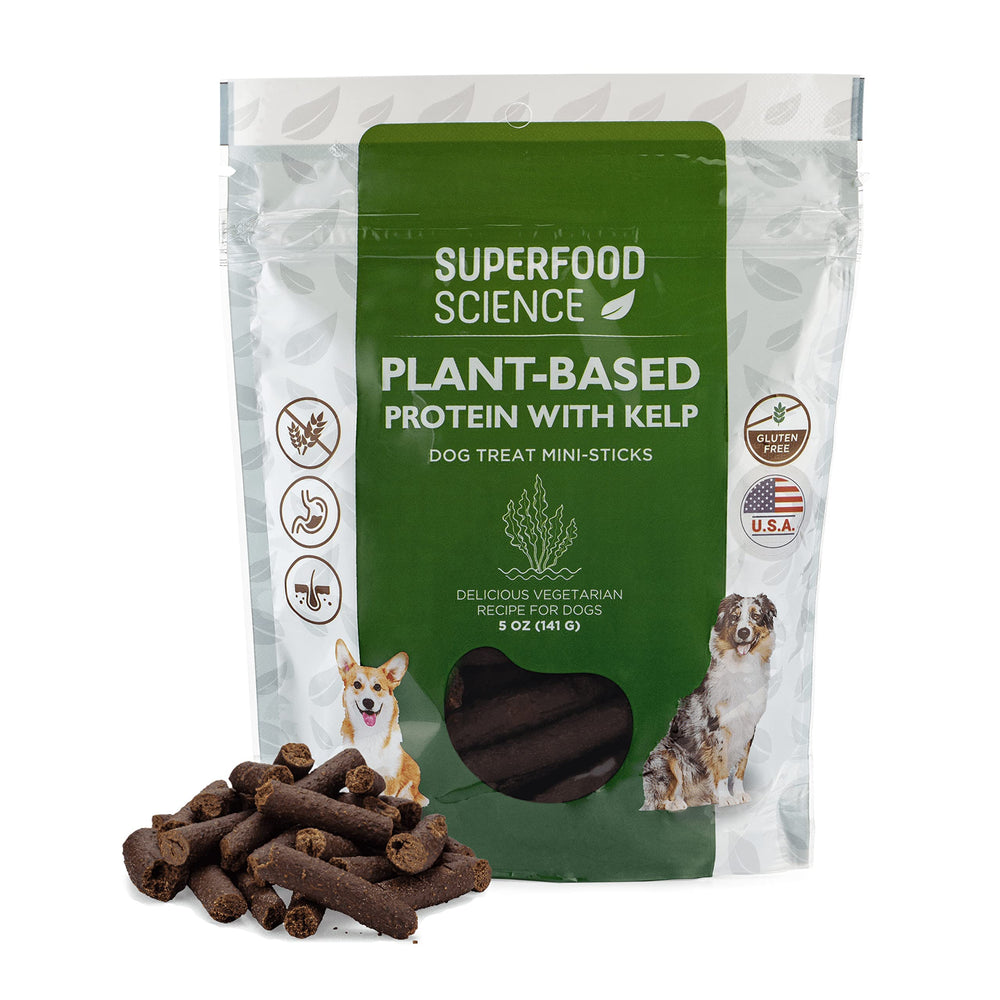 Superfood Science hypoallergenic dog treats packaging highlights 5 oz size for convenient training.