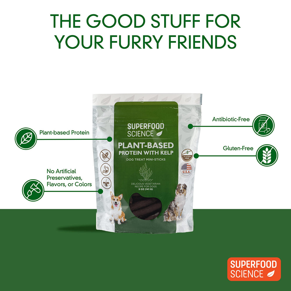 Superfood Science low-calorie grain-free dog treats support a healthy-feeling snack.