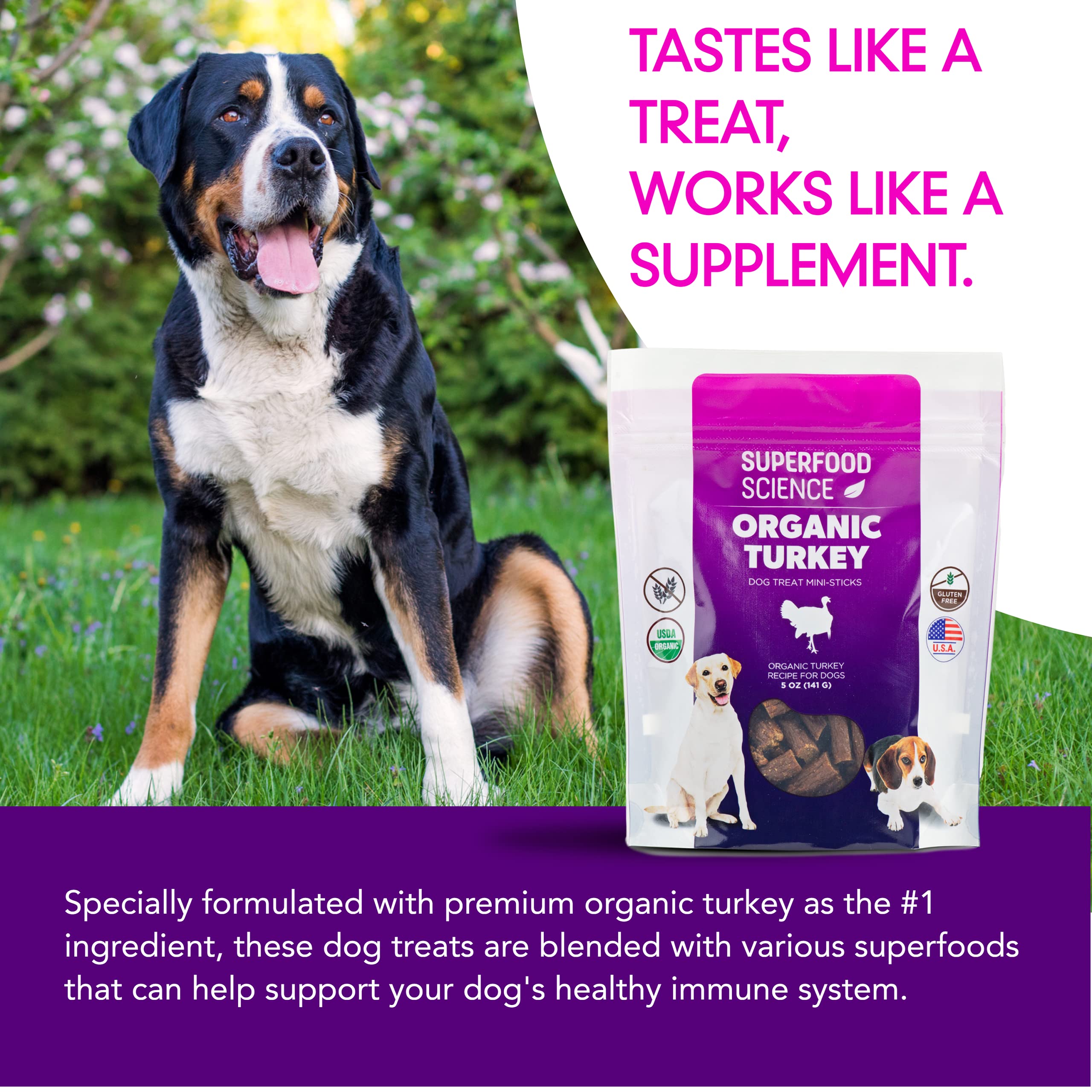 Superfood Science Agaricus blazei mushroom boosts a nutrient-dense, functional-treat profile.
