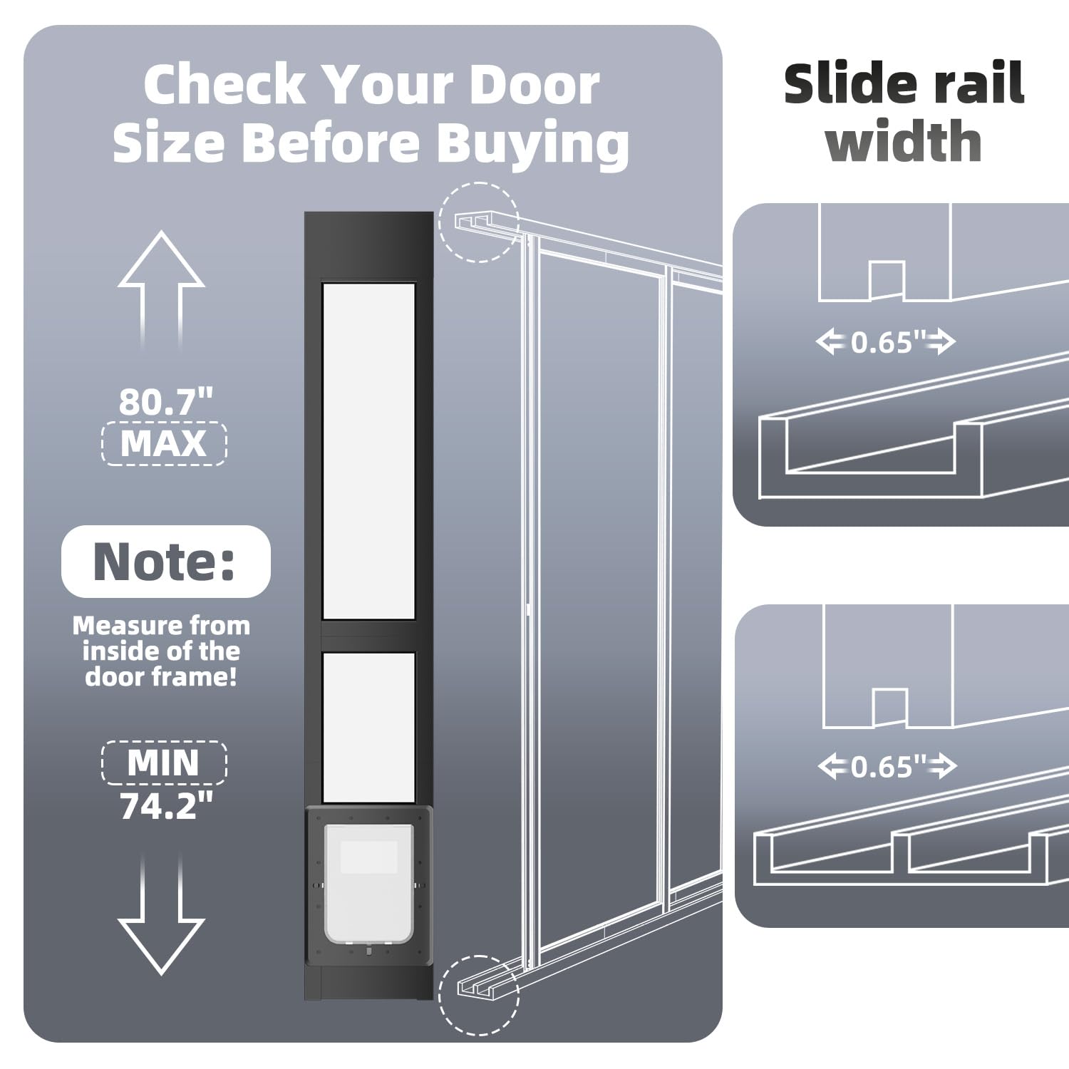 Superpotential dog door height-adjustment demonstrates flexible fit for door heights.