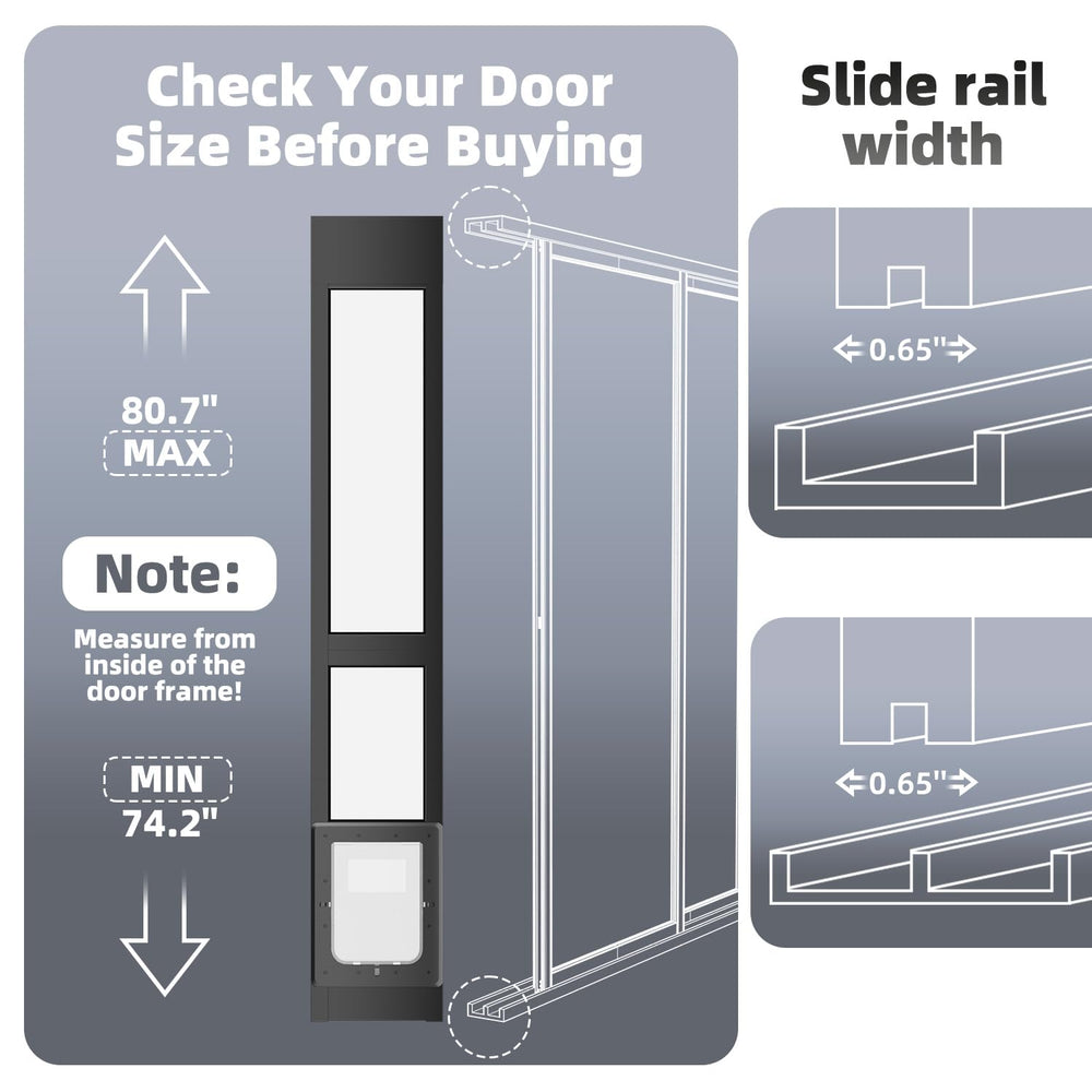 Superpotential dog door height-adjustment demonstrates flexible fit for door heights.