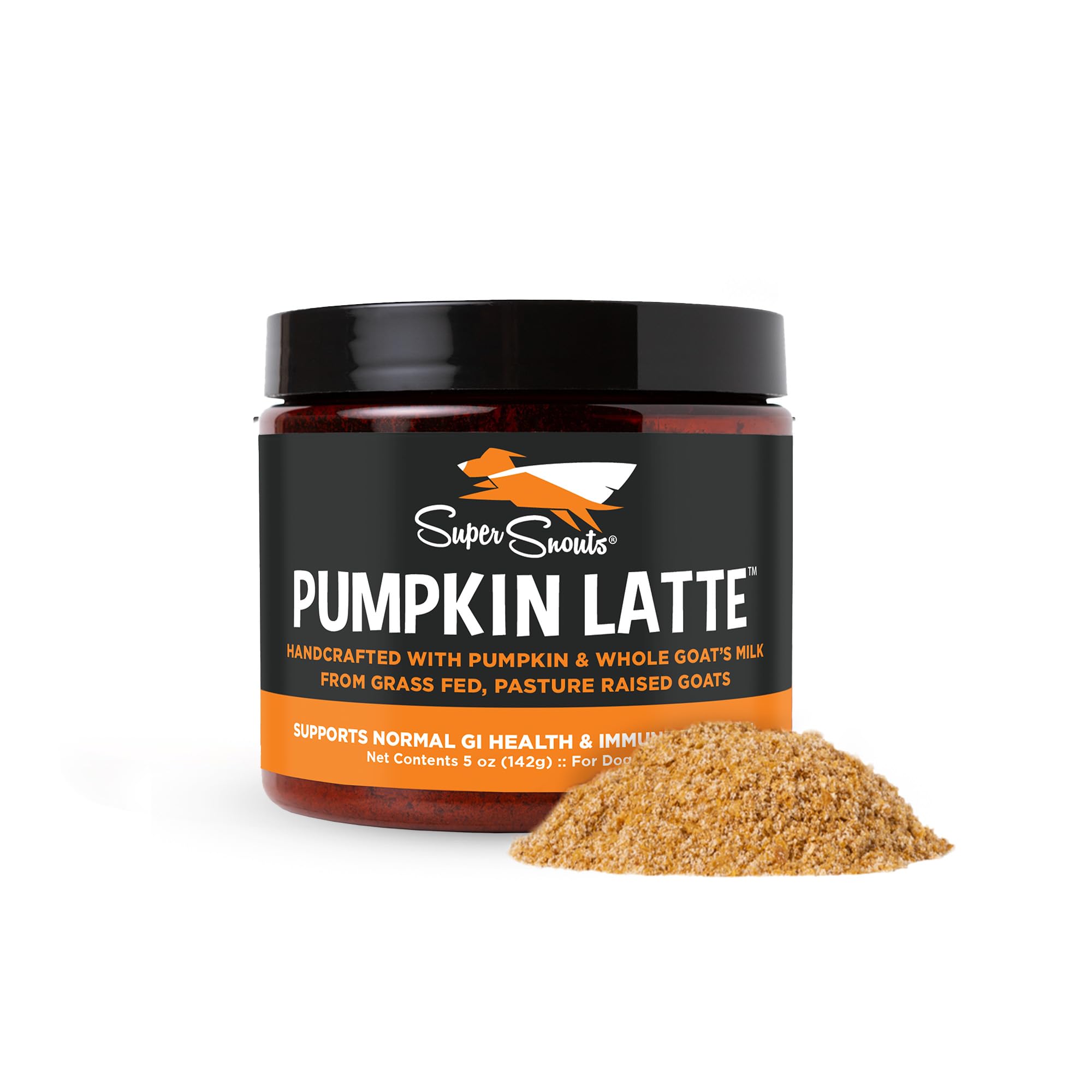 Super Snouts Diggin's Pumpkin Latte bottle pour for easy daily dosing and gut support.